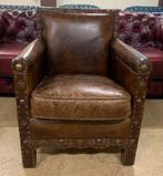 Prachtige Berkshire Club Chair Vintage Cigar., Huis en Inrichting, Fauteuils, Gebruikt, Minder dan 75 cm, Leer, Ophalen of Verzenden