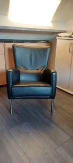 2 fauteuils zwart leer, weinig gebruikt, Huis en Inrichting, Fauteuils, Ophalen, Zo goed als nieuw, 50 tot 75 cm, Leer