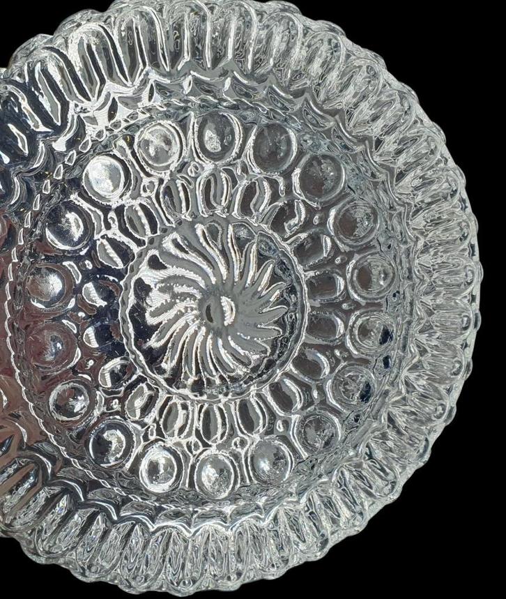 2244 vintage lamp ronde plafonniere met figuurglas 10x19, Antiek en Kunst, Antiek | Lampen, Ophalen of Verzenden