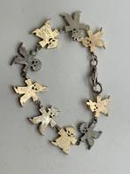 B71 Prachtige zilveren tricolor armband poppetjes, Ophalen of Verzenden, X, Goud, Zilver