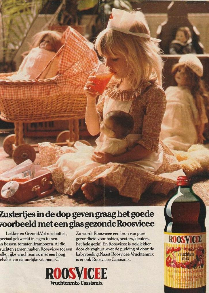 Retro reclame 1978 Roosvicee siroop meisje met pop, Verzamelen, Retro, Overige typen, Verzenden