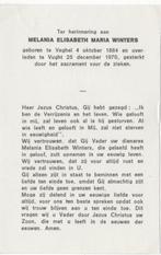 Melania E. Maria Winters 1884 Veghel + 1970 Vught, 86 jaar, Verzamelen, Bidprentjes en Rouwkaarten, Verzenden