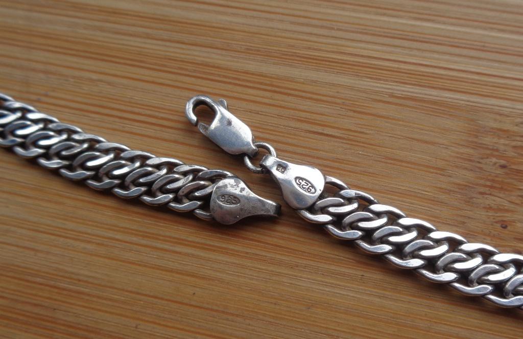 zilveren platte schakelketting [888], Sieraden, Tassen en Uiterlijk, Kettingen, Verzenden, Zo goed als nieuw, Zilver, Zilver