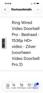 Ring Doorbell Pro - Slimme Deurbel, Huis en Inrichting, Deurbellen, Ophalen of Verzenden, Compatibel met smartphone, Nieuw, Bedraad