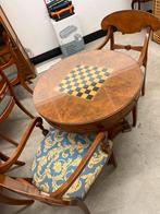 Klassieke schaakbord tafel met 2 stoelen, Ophalen, 50 tot 100 cm, Klassiek engelse stijl, Rond