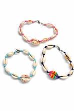 3 Kauri Schelp Enkelbandjes - Nieuw, Ophalen of Verzenden, Nieuw, Overige materialen, Met bedels of kralen