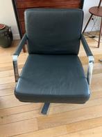 Zeer mooie lederen design draaifauteuil, antraciet, Ophalen, Zo goed als nieuw, 75 tot 100 cm
