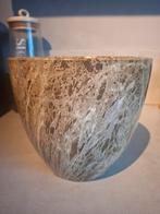 Bruin glanzend marmerlook bloempot van aardewerk, Rond, Binnen, Ophalen of Verzenden, Zo goed als nieuw