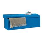 Blauwe Opvouwbare Opbergbank Linnen, Huis en Inrichting, Banken | Voetenbanken en Poefen, Nieuw, Minder dan 50 cm, Ophalen of Verzenden