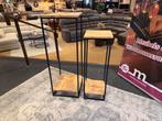 Plantentafel 2-Delig Mangohout/Metaal | industrieel E-7166, Huis en Inrichting, Woonaccessoires | Zuilen en Pilaren, Ophalen, Nieuw