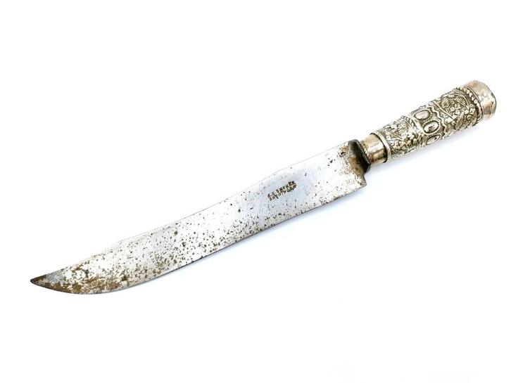 18e eeuws zilveren mesheft met stalen lemmet. Dokkum (?), Antiek en Kunst, Antiek | Goud en Zilver, Zilver, Verzenden