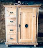 *Antieke Grenen Spekkast/Broodkast met Apothekerslades*, Ophalen, Gebruikt, 25 tot 50 cm, Grenenhout