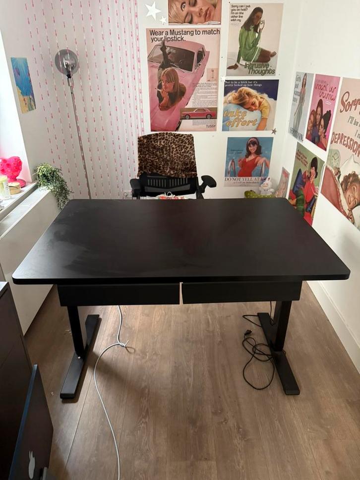 Black Office Table, Computers en Software, Laptoptafels, Gebruikt, In hoogte verstelbaar, Ophalen