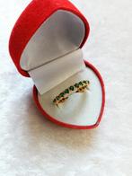 Mooie Smalle Goud Doublé Ring met groene Swarovski kristalle, Verzenden, Overige materialen, Ring, Verguld