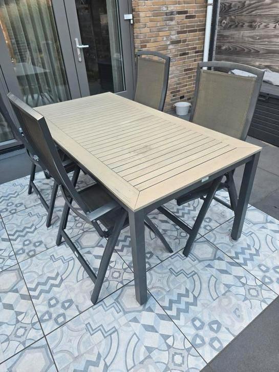 Tuinset met verstelbare stoelen, Tuin en Terras, Tuinsets en Loungesets, Gebruikt, Aluminium, Ophalen