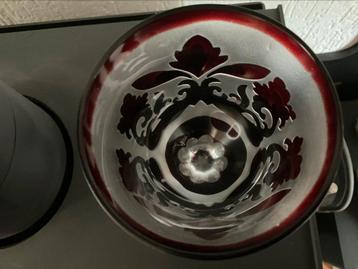 Antiek Boheems kristalglas – rood overlay cut-to-clear – beschikbaar voor biedingen
