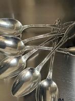 6 sierlijke zilveren koffie lepels, Antiek en Kunst, Ophalen of Verzenden