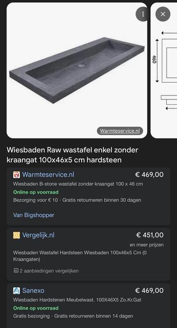 Wiesbaden raw wastafel 100x46 blue stone wasbak hardsteen beschikbaar voor biedingen