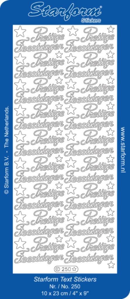 Starform 250 zilver 18 x Prettige Feestdagen stickervel, Hobby en Vrije tijd, Stickers en Plaatjes, Nieuw, Sticker, Ophalen of Verzenden