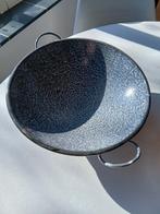 Vintage emaille Pan wokpan inclusief standaard, Ophalen of Verzenden, Gebruikt, Overige materialen, Wok
