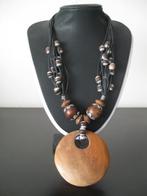 Bijzondere ketting houten details, natuurlijke materialen., Ophalen of Verzenden, Zo goed als nieuw, Bruin, Overige materialen
