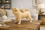 Mopshond Waxinelichthouder – Sfeervolle LED Honden Decoratie, Kunststof, Nieuw, Ophalen of Verzenden, Bruin