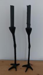 2 x Jasmin Djerzic kandelaar vogelpoot zwart 29 cm hoog, Ophalen of Verzenden, Zwart, Metaal, Minder dan 25 cm