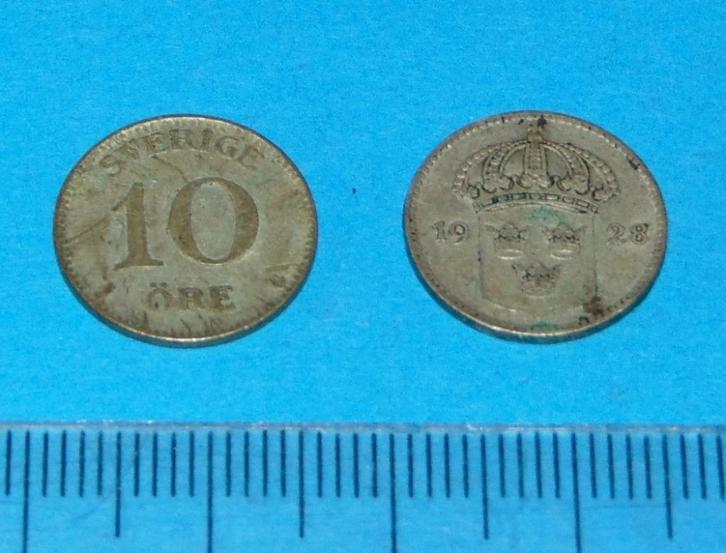 Zweden - 10 öre 1928 - zilver, Postzegels en Munten, Munten | Europa | Niet-Euromunten, Losse munt, Overige landen, Zilver, Verzenden
