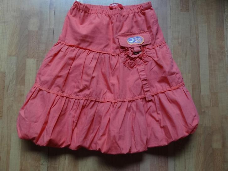 oranje pofrok mt 134, Kinderen en Baby's, Kinderkleding | Maat 134, Zo goed als nieuw, Meisje, Jurk of Rok, Ophalen of Verzenden