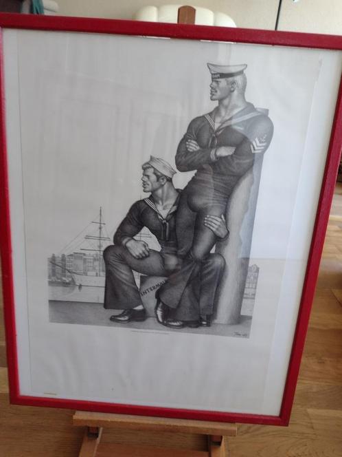 Bij de Marine twee Matrozen op de Kade van Haven, Antiek en Kunst, Kunst | Schilderijen | Modern, Ophalen of Verzenden