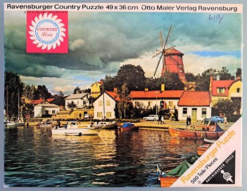 Vintage Ravensburger puzzel Haven in Midden-Zweden 500 st., Hobby en Vrije tijd, Denksport en Puzzels, Gebruikt, Legpuzzel, 500 t/m 1500 stukjes