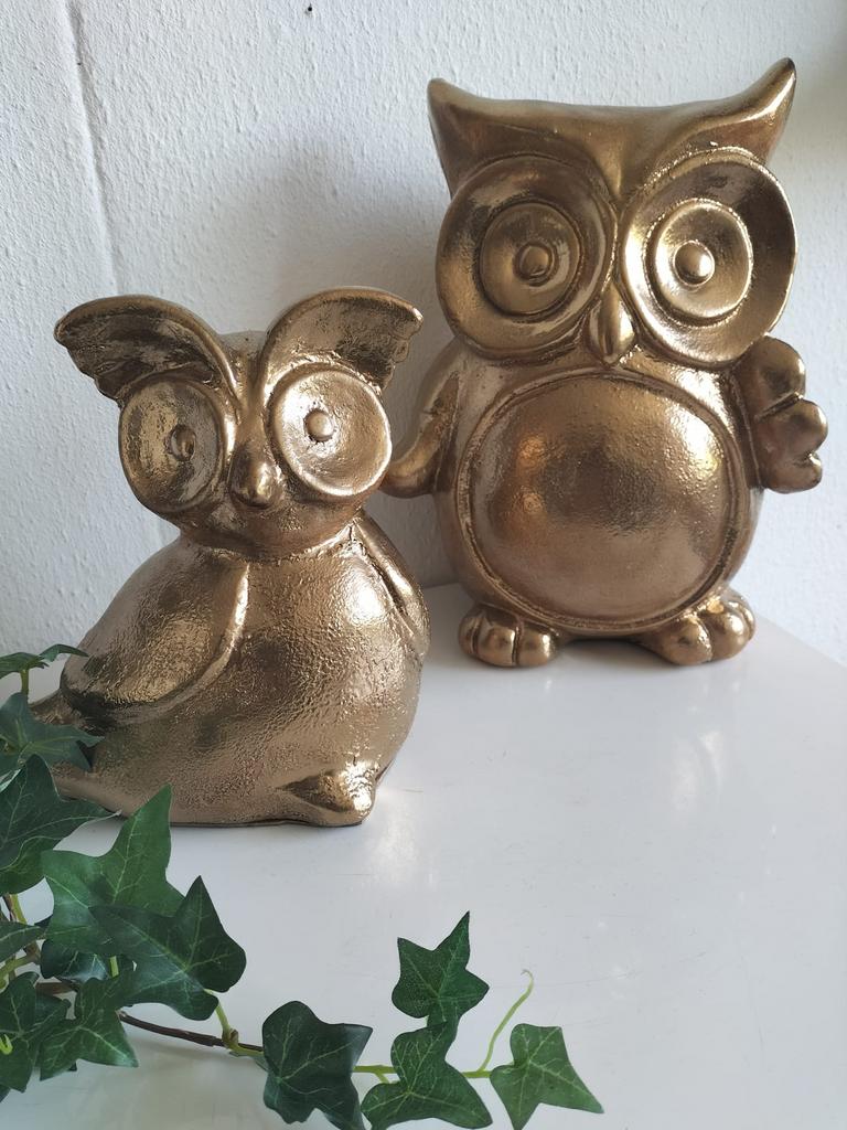 2 uilen van steen, Verzamelen, Beelden en Beeldjes, Ophalen of Verzenden, Zo goed als nieuw, Dier