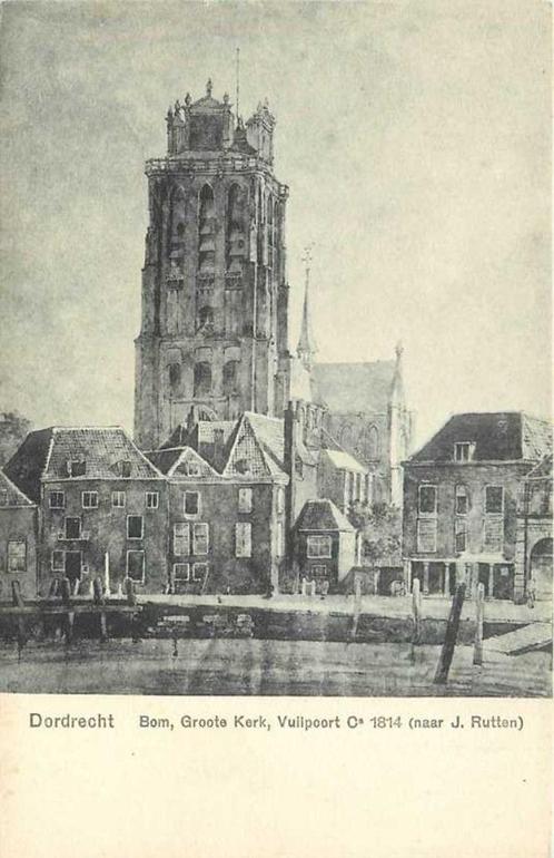 (380-891-033) Dordrecht Bom Groote Kerk, Verzamelen, Ansichtkaarten | Nederland, Zuid-Holland, Verzenden