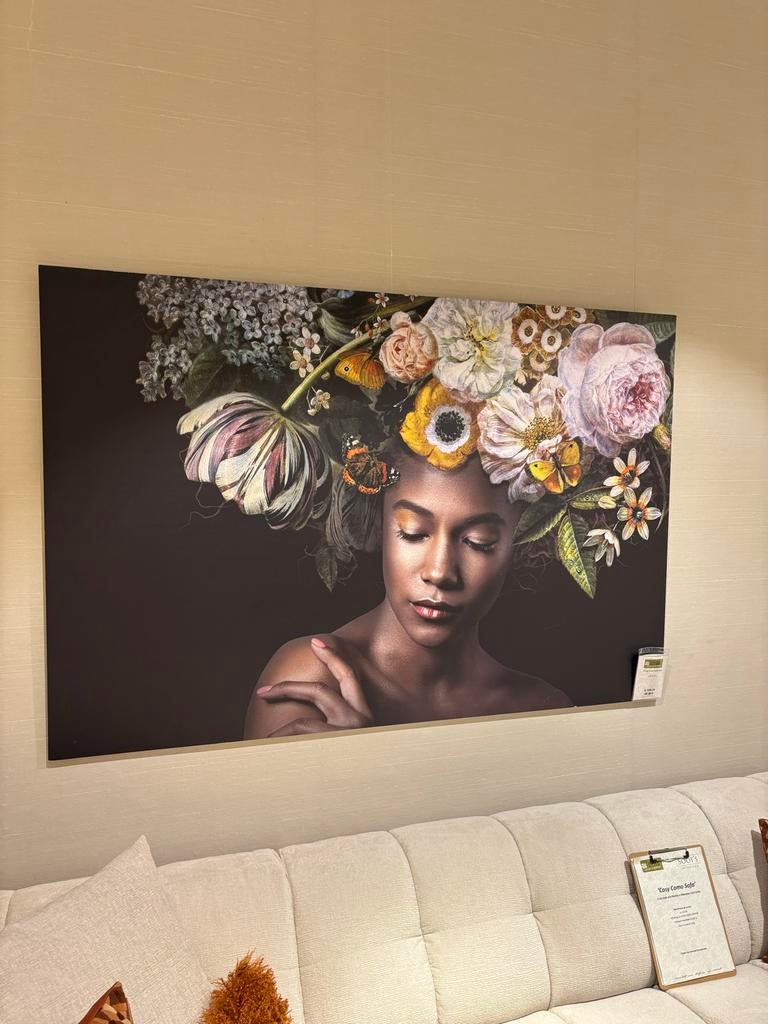 Prachtige Print van Vrouw met Bloemen ALU ART, Ophalen, Gebruikt, Oorspronkelijke maker, Print