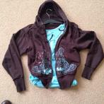 Sportief bruin jackje / vest met blauwe opdruk maat L, Verzenden, Zo goed als nieuw, Maat 42/44 (L), Bruin