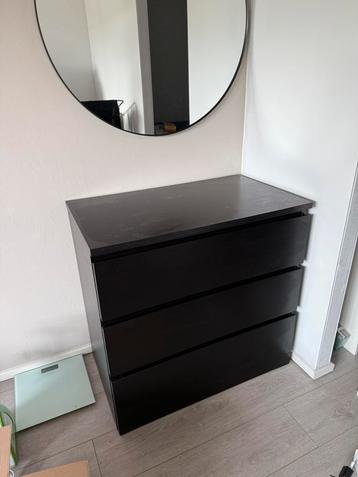 Malm ladekast 3 lades zwartbruin