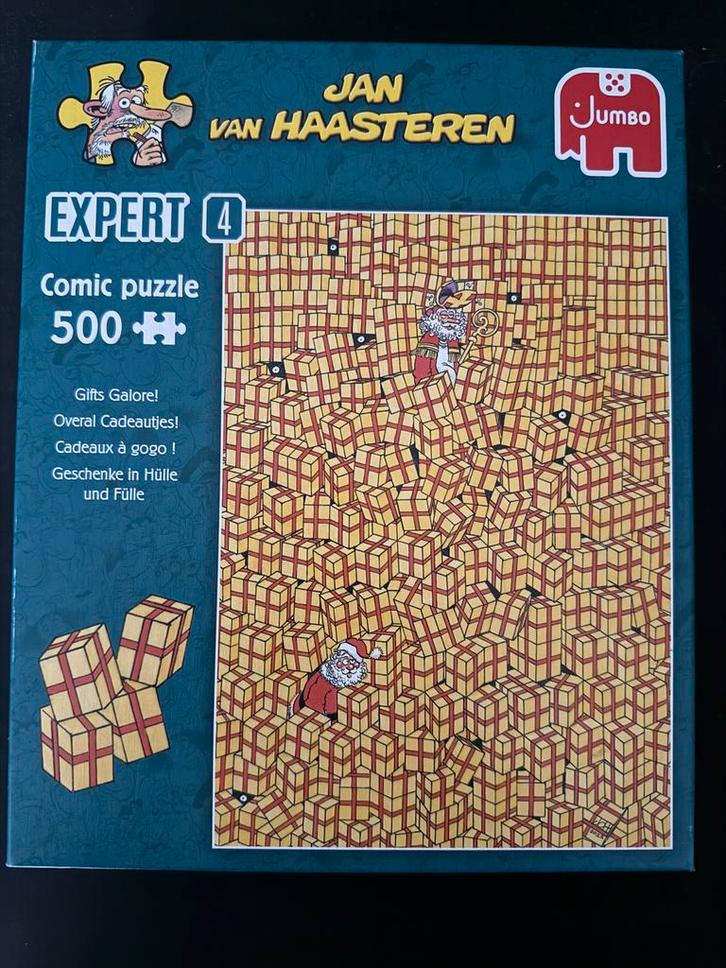 Jan van Haasteren expert 4 ‘OVERAL CADEAUTJES’ 500 stukjes., Hobby en Vrije tijd, Denksport en Puzzels, Zo goed als nieuw, Legpuzzel