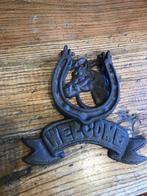 leuke metalen deurklopper, paard met hoefijzer (2), Antiek en Kunst, Curiosa en Brocante, Ophalen of Verzenden