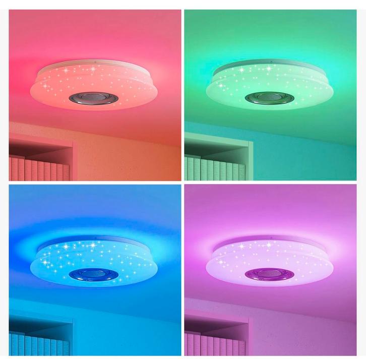 Plafond lamp met diverse kleuren licht en afstandsbediening, Huis en Inrichting, Lampen | Plafondlampen, Nieuw, Kunststof, Metaal