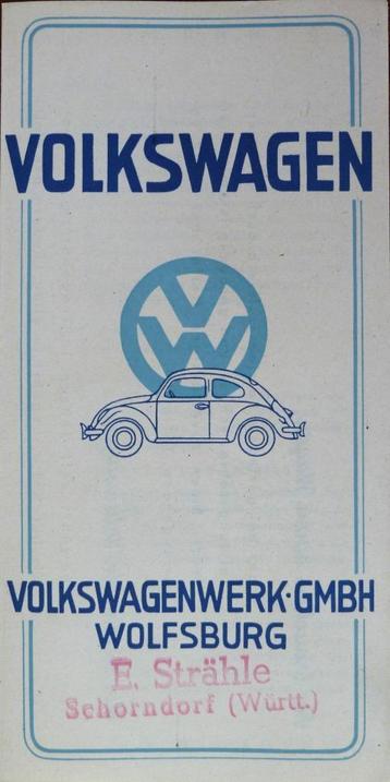 Folder VOLKSWAGEN Kever 1948 (Bril Kever) beschikbaar voor biedingen