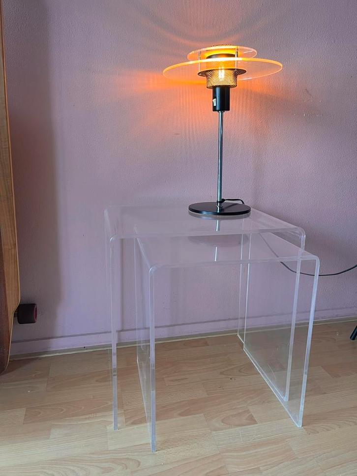 Set vintage nesttafels bijzettafel uit de jaren 60 en 70, Huis en Inrichting, Tafels | Bijzettafels, Gebruikt, Rechthoekig, 45 tot 60 cm