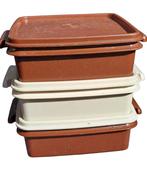 3 vintage Tupperware boterham doosjes, Huis en Inrichting, Keuken | Tupperware, Ophalen of Verzenden, Gebruikt, Bruin, Overige typen