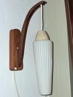 Wandlampje teak glas, Huis en Inrichting, Lampen | Wandlampen, Glas, Gebruikt, Ophalen of Verzenden