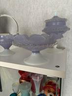 Opaline set bonbonniere mand schaal Empoli Mcm lavendelkleur, Antiek en Kunst, Antiek | Glas en Kristal, Ophalen of Verzenden