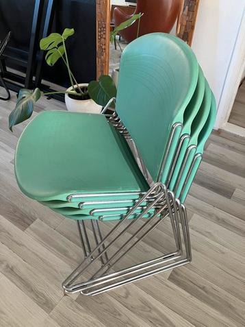 Eetkamerstoel retro | 4 stuks | mintgroen  beschikbaar voor biedingen