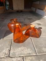 Vazen set drie stuks, Huis en Inrichting, Woonaccessoires | Vazen, Ophalen, Zo goed als nieuw, Oranje, Glas