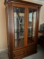 Kersenhouten buffetkast met geslepen glas, Ophalen, Gebruikt, 100 tot 150 cm, 150 tot 200 cm