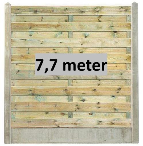 7.7 meter hout-betonschutting geimpregneerd grenen, Tuin en Terras, Schuttingen, Nieuw, Hout, Ophalen