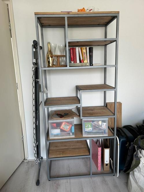 Mooie vakkenkast staal en hout modern, Huis en Inrichting, Kasten | Stellingkasten, Gebruikt, Ophalen