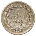 Willem 3 - hele mooie zeldzame 5 Cents 1862 zilver zf+, Koning Willem III, Zilver, Ophalen of Verzenden, Losse munt